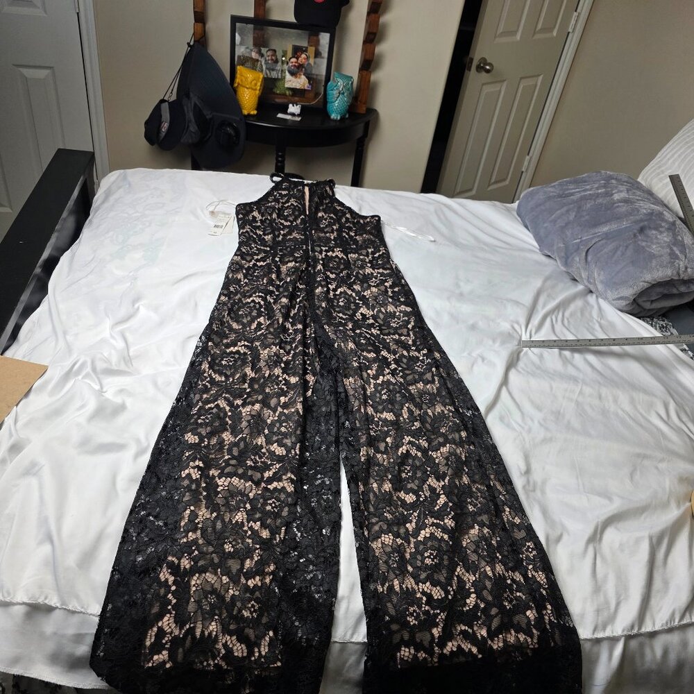 Julia Jordan black lace jumpsuit (style JJ37488, size 10)